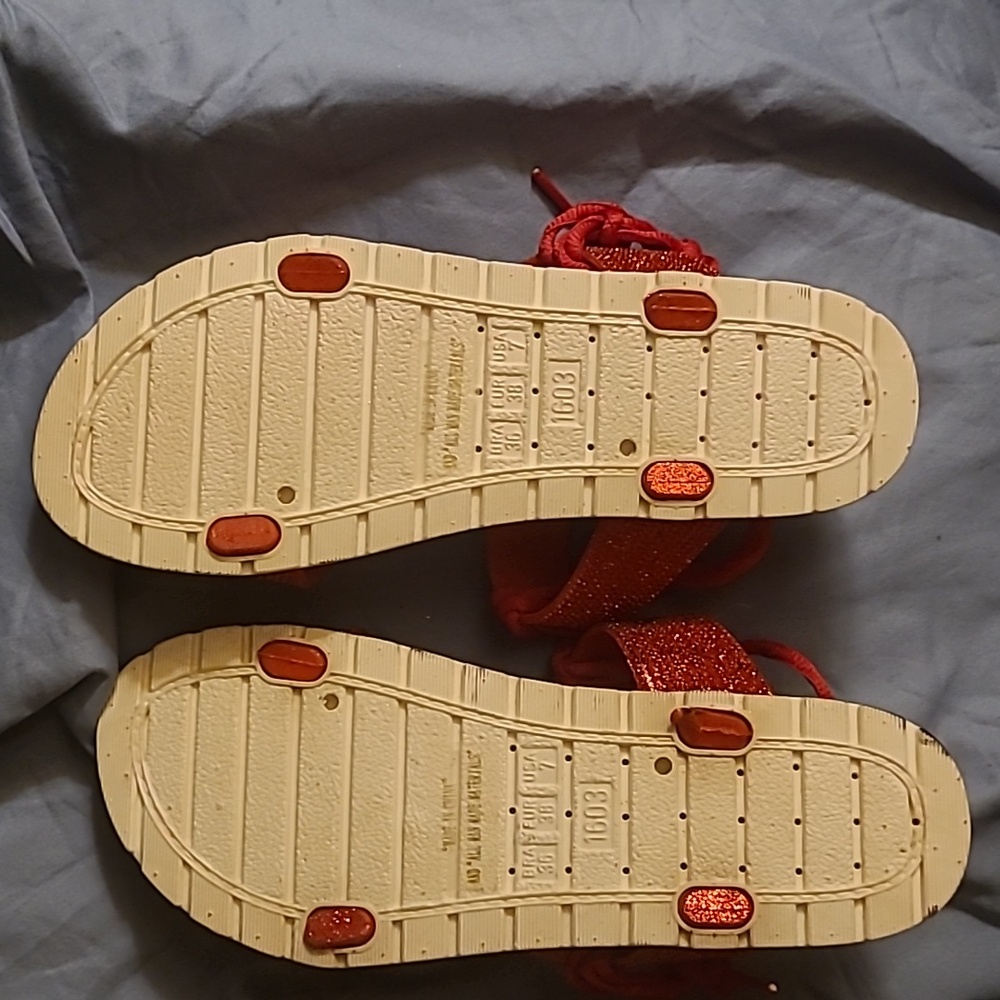 Shoeaholic Red Glittery Sandals GUC - Picture 4 of 4